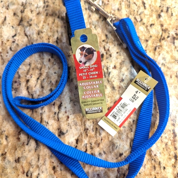 New Alliance Adjustable collar Sz Small 10-14" & leash 4 feet lead, blue - Picture 4 of 10